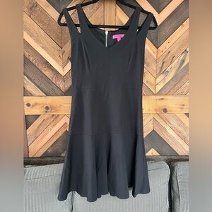 Betsey Johnson Dual Strap Fit and Flare Black Dress Size 4